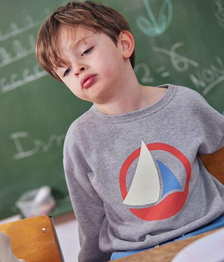 Sweater in molton voor jongens grijs