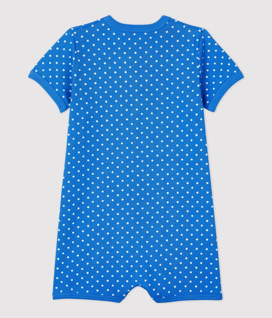 Combicourt bébé imprimé pois en coton biologique bleu BRASIER/gris MARSHMALLOW