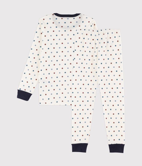 Pyjama petit garçon imprimé bateaux en côte blanc MARSHMALLOW/blanc MULTICO