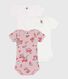 Setje van katoenen babybody's met korte mouw en bloemenprint