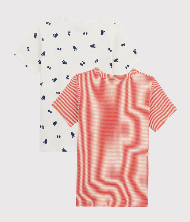 Set van 2 T-shirts met korte mouwen voor jongens met yeti voetafdruk multicouleur