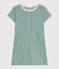 Robe enfant en coton manches courtes uni vert PAUL