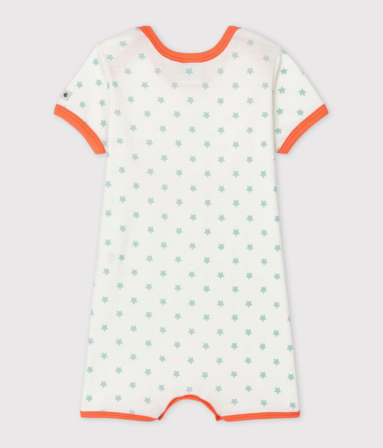 Kort babypakje van gebreide stof voor jongetjes wit MARSHMALLOW/groen VERGLAS