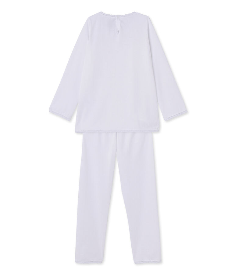 Pyjama fille &agrave; pois blanc ECUME