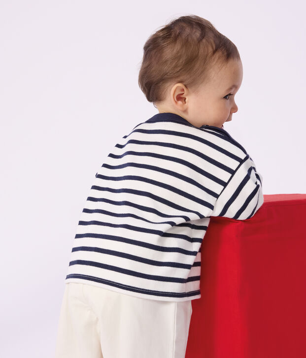 Iconische katoenen marinetrui voor baby's wit/blauw