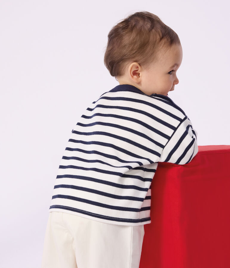 Iconische katoenen marinetrui voor baby's wit/blauw