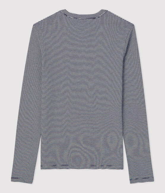 Tee-shirt L'ICONIQUE col rond en coton bio Femme bleu SMOKING/blanc MARSHMALLOW