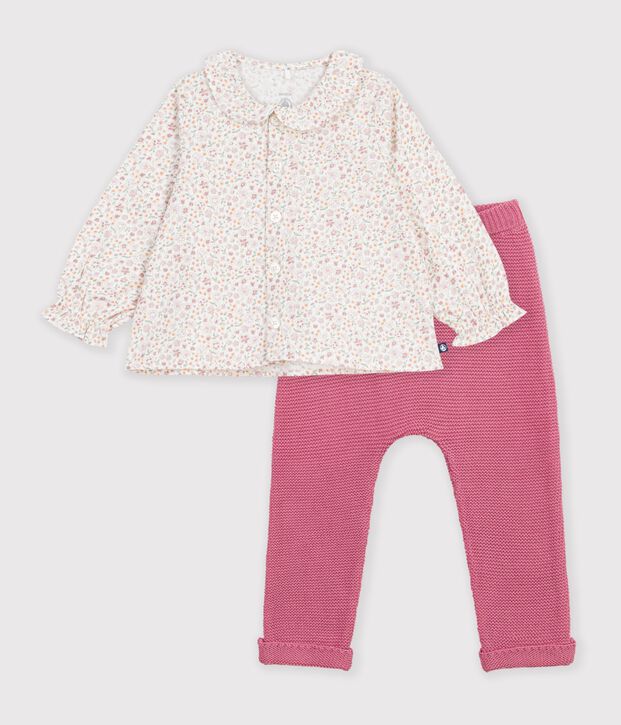 Babysetje van katoen met bloemenprint multicouleur