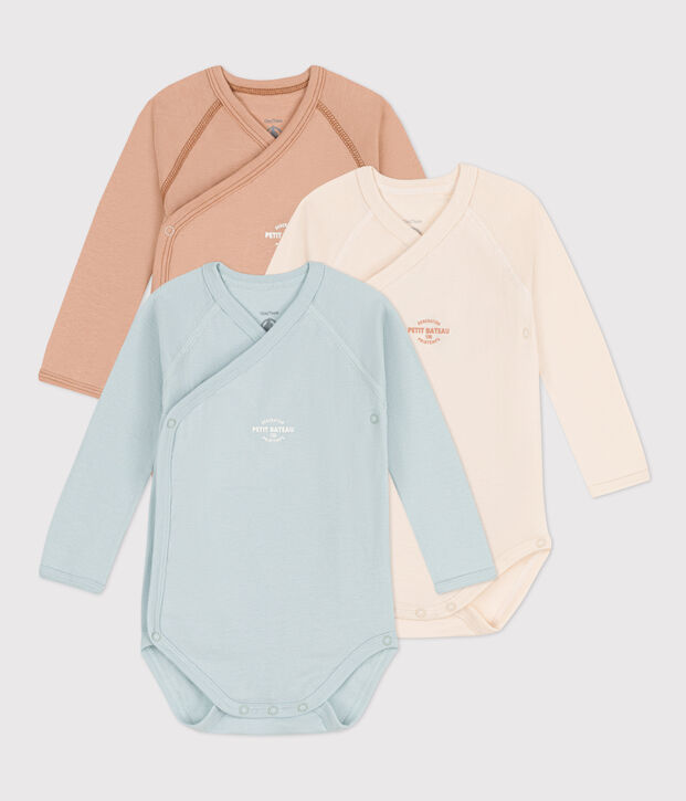 Set van 3 katoenen omslagbody's met lange mouwen multicouleur