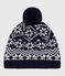 Wollen jacquardmuts voor kinderen blauw SOIR/ MARSHMALLOW