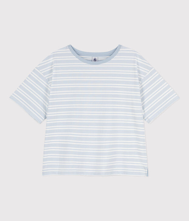 T-shirt LE BOXY en coton Femme bleu/blanc