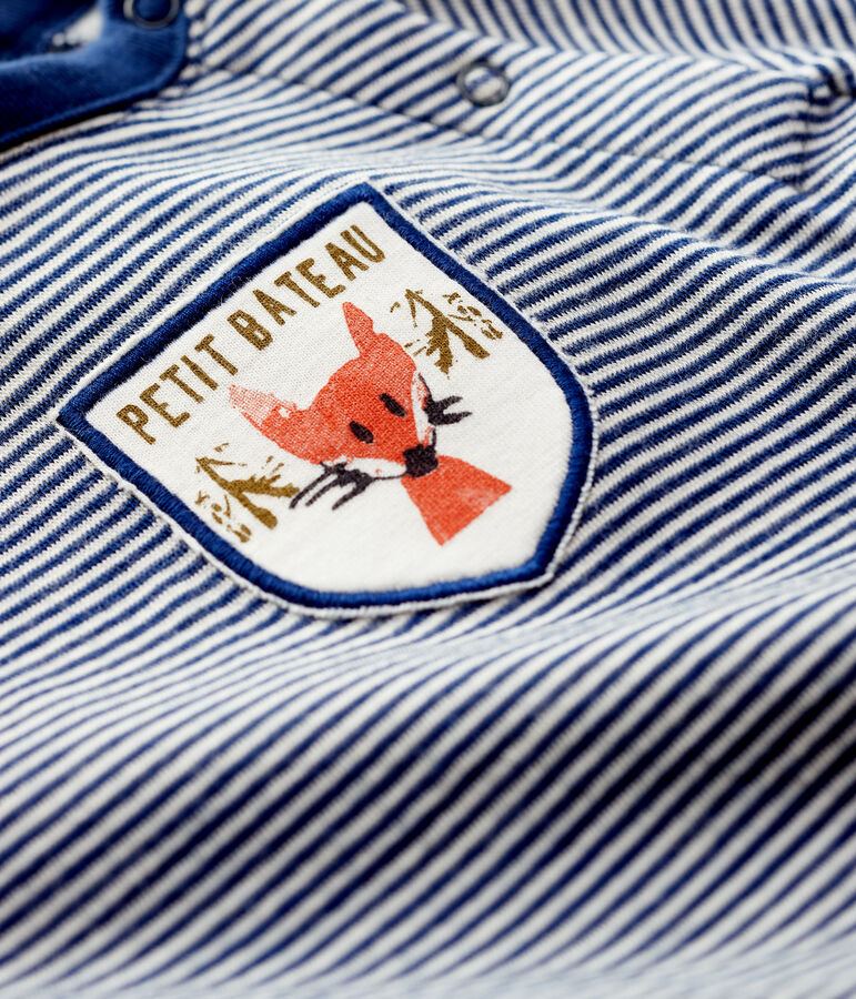 T-shirt van wol en katoen baby. blauw/wit