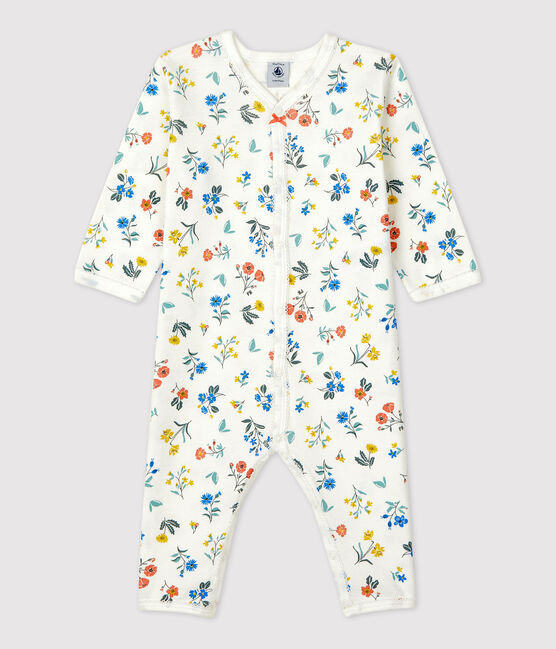 Dors-bien fleuri bébé sans pieds en coton blanc MARSHMALLOW/blanc MULTICO