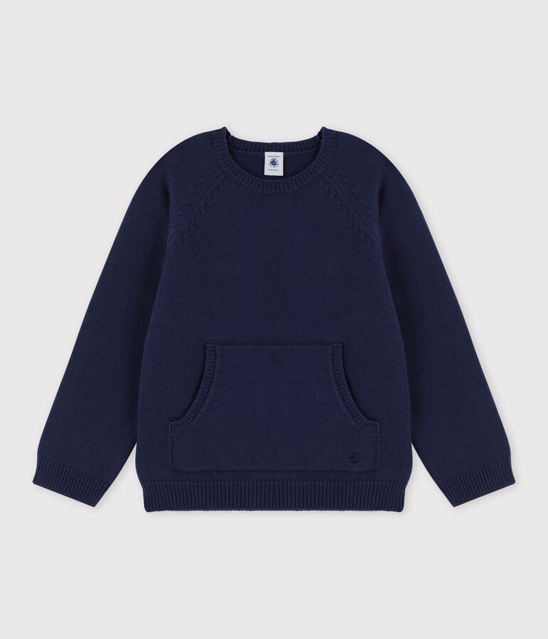 Pull laine et coton enfant gar&ccedil;on bleu SMOKING
