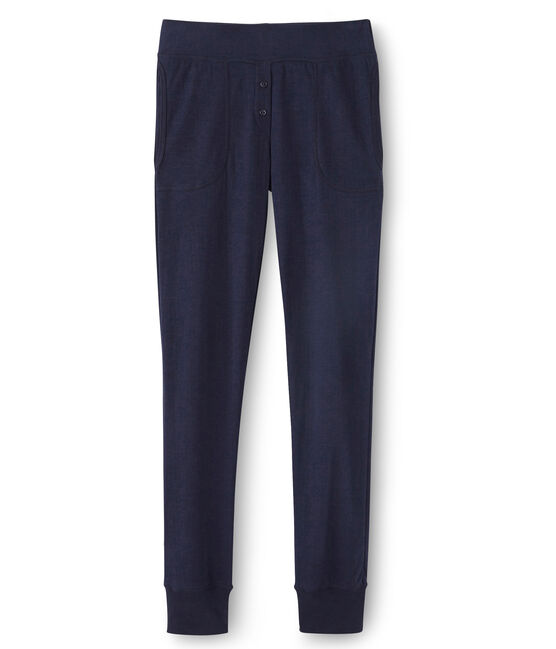 Pantalon femme forme caleçon long en tubique extrafin bleu SMOKING