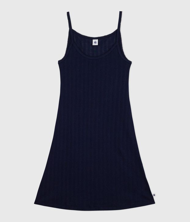Nuisette femme en coton ajour&eacute; bleu marine