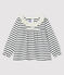 Blouse met lange mouwen babymeisje wit MARSHMALLOW/blauw SMOKING