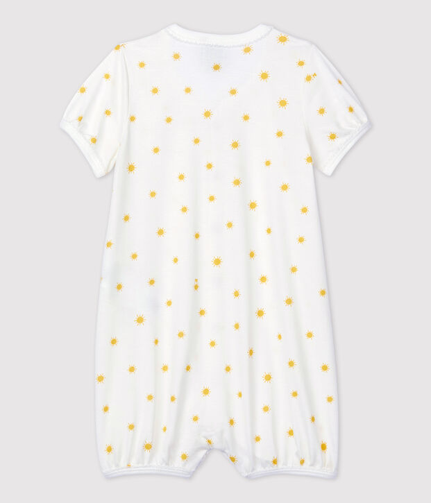 Combicourt b&eacute;b&eacute; petits soleils en coton biologique blanc/jaune