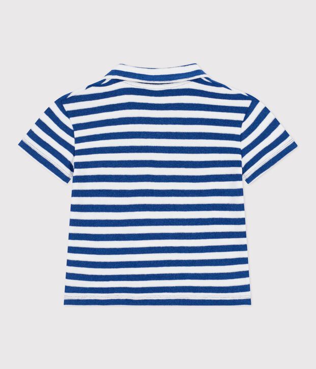 Katoenen polo met korte mouwen voor kinderen blauw/wit