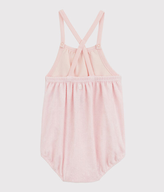 Combicourt rose bébé fille en bouclette éponge de coton biologique rose MINOIS
