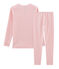 Pyjama petite fille coupe très ajustée en côte rose CHARME/blanc MARSHMALLOW
