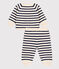 Ensemble 2 pièces à rayures marinières bébé en tricot laine et coton blanc AVALANCHE/bleu SMOKING