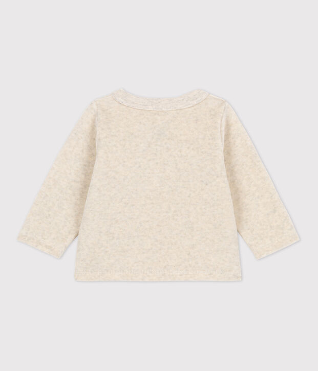 Cardigan en velours b&eacute;b&eacute; en coton beige chin&eacute;