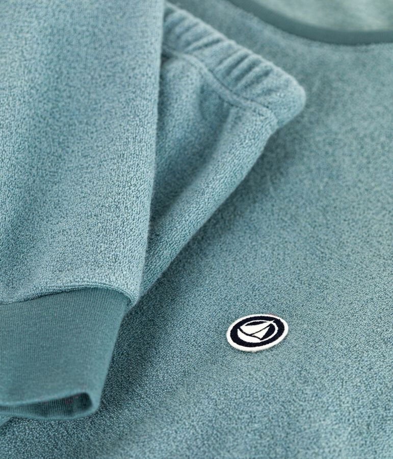 Effen damespyjama van katoenen badstof blauw