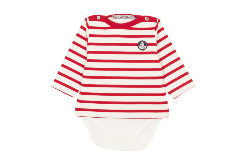 Iconische body met marinetruitje voor babyjongens wit MARSHMALLOW/rood TERKUIT