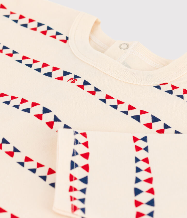 Katoenen T-shirt met lange mouwenen print voor baby's ecru/multicouleur