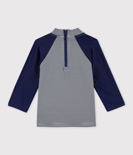 Tee-shirt anti-UV écoresponsable bébé fille/garçon bleu SMOKING/blanc MARSHMALLOW