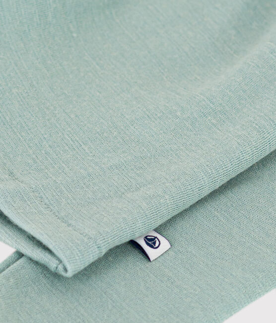 Tee shirt manches longues petite fille/petit garçon en laine et coton vert PAUL