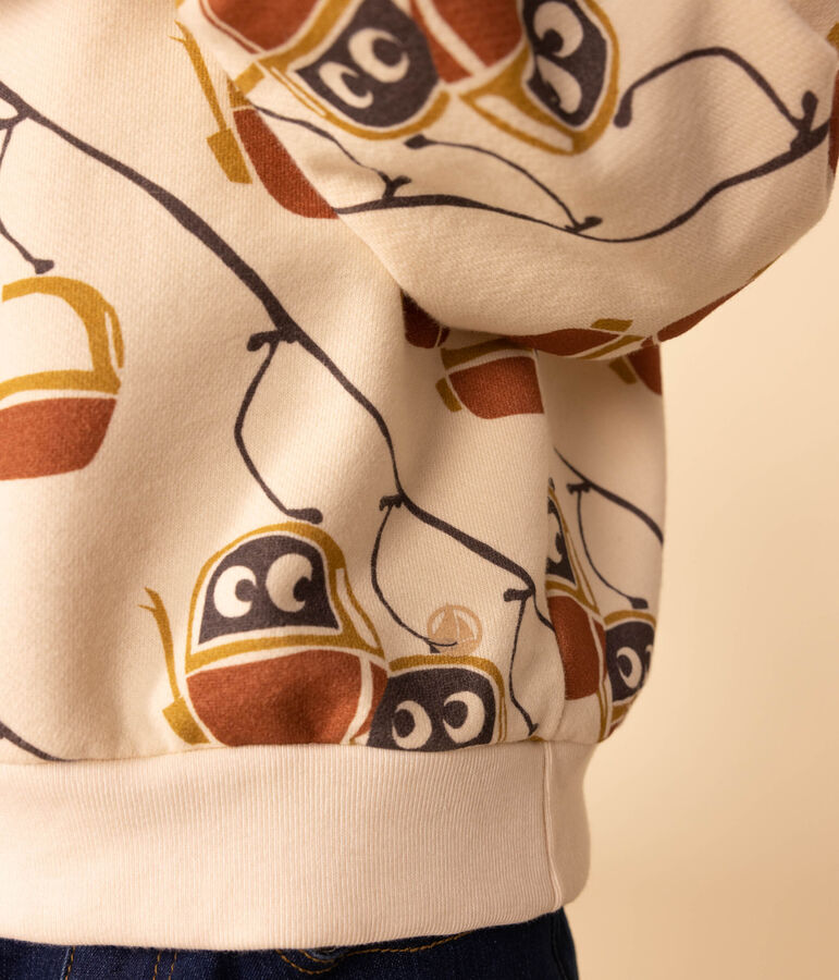 Sweatshirt imprim&eacute; en molleton enfant fille / gar&ccedil;on &eacute;cru/gris