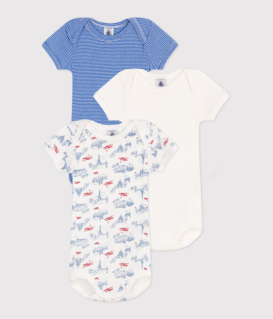 Lot de 3 bodies manches courtes en coton motifs Paris bébé variante 1