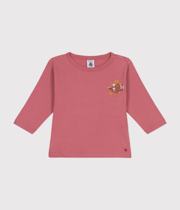 Tee-shirt manches longues en coton b&eacute;b&eacute; rose