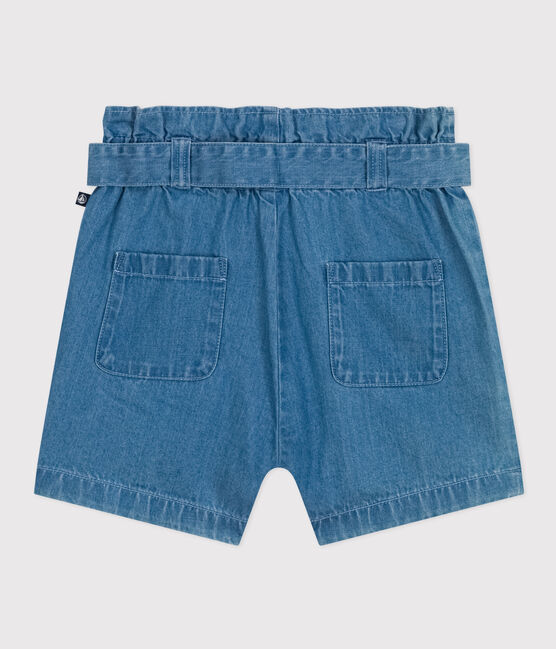 Meisjesshort van lichte spijkerstof blauw DENIM CLAIR