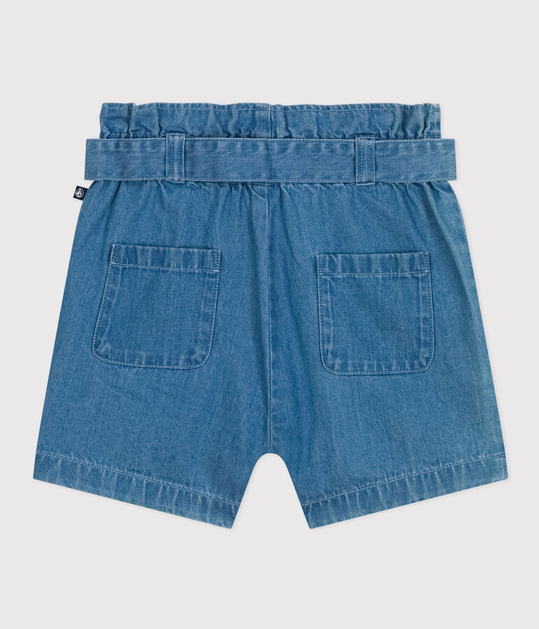 Meisjesshort van lichte spijkerstof blauw