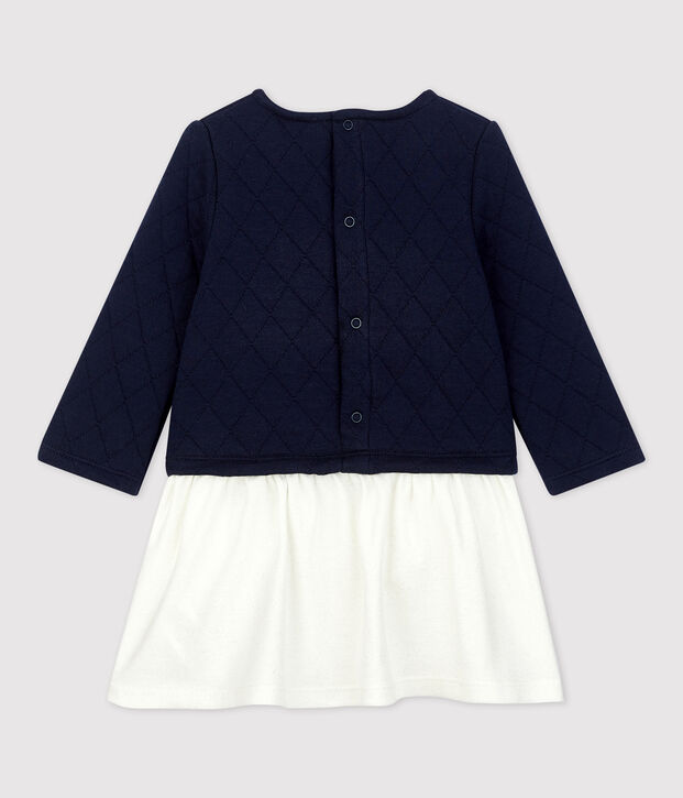 Gewatteerde jurk baby. blauw/wit