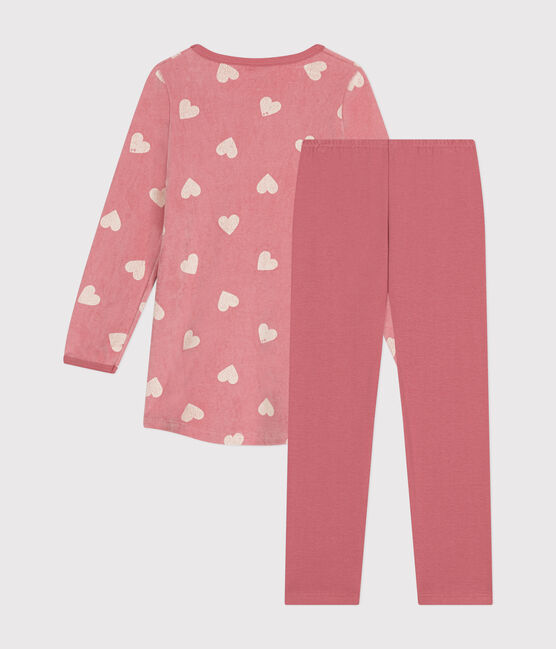 Nachthemd van velours met hartjesprint voor kinderen roze ROSEWOOD/ MARSHMALLOW