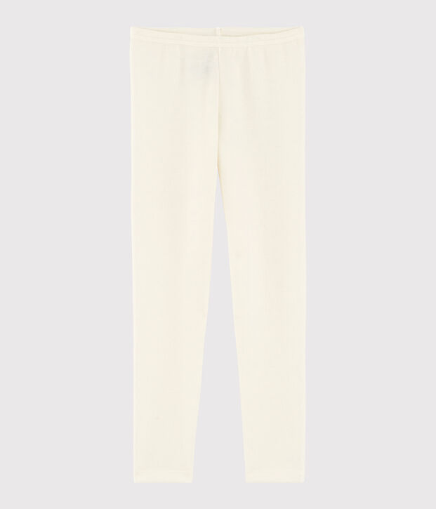 Effen legging kind van wol en katoen beige