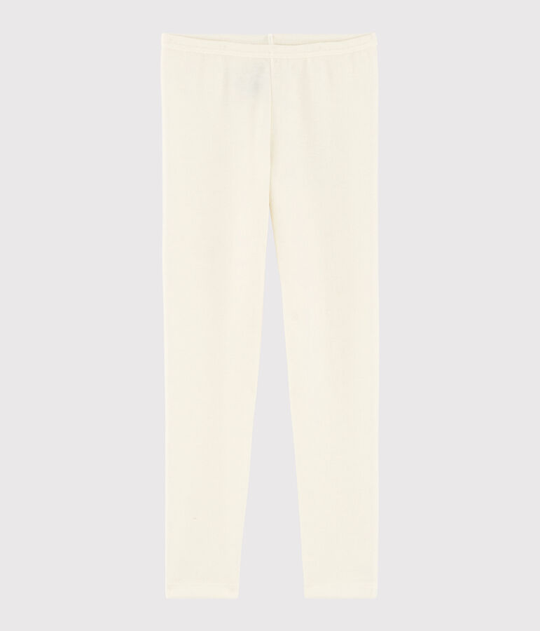 Legging uni petite fille/petit gar&ccedil;on en laine et coton beige