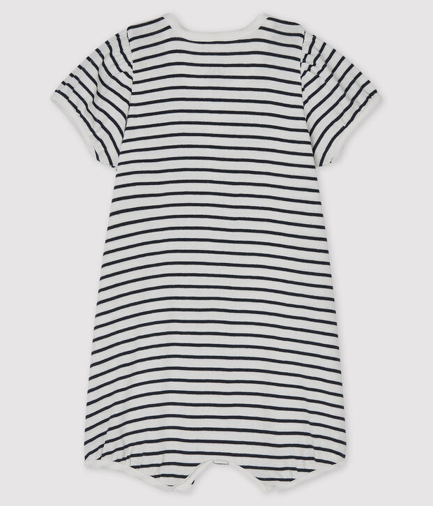 Combicourt b&eacute;b&eacute; fille en c&ocirc;te blanc/bleu