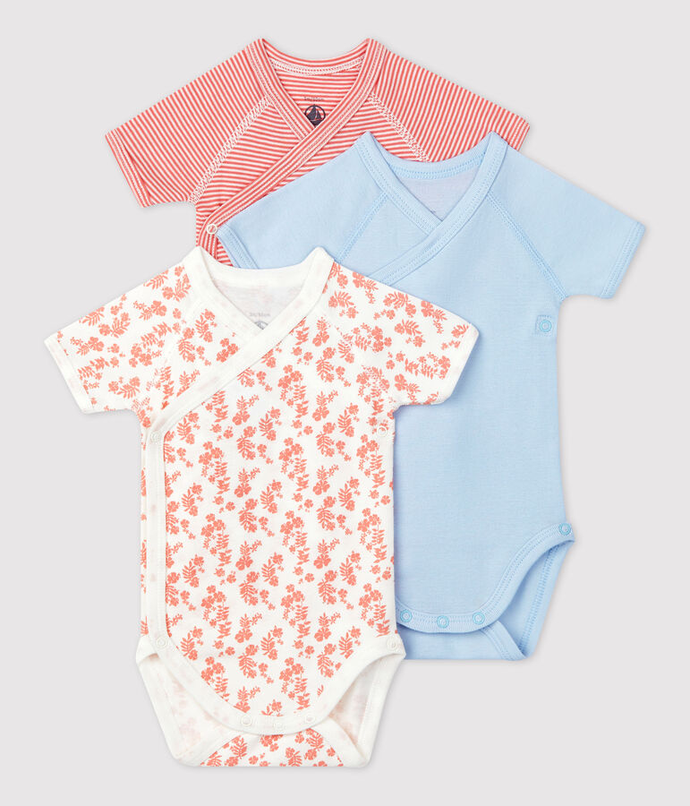 Lot de 3 bodies b&eacute;b&eacute; en coton biologique multicouleur