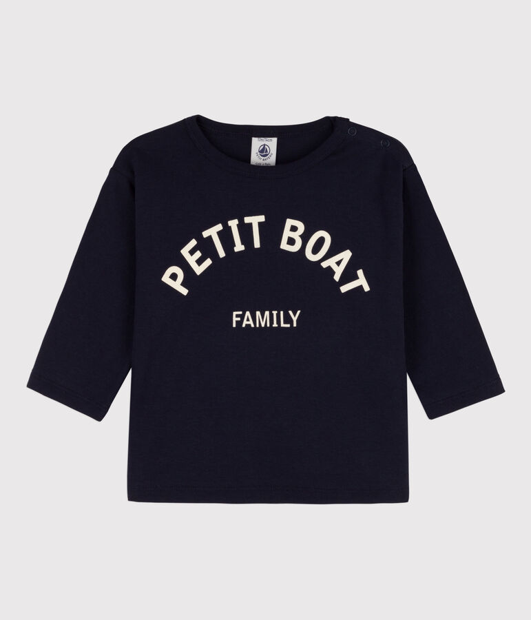 Katoenen T-shirt met lange mouwen voor baby's blauw