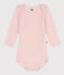 Body manches longues bébé en laine et coton rose SALINE