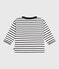 Gestreept T-shirt met lange mouwen in katoen voor baby's wit MARSHMALLOW/blauw SMOKING