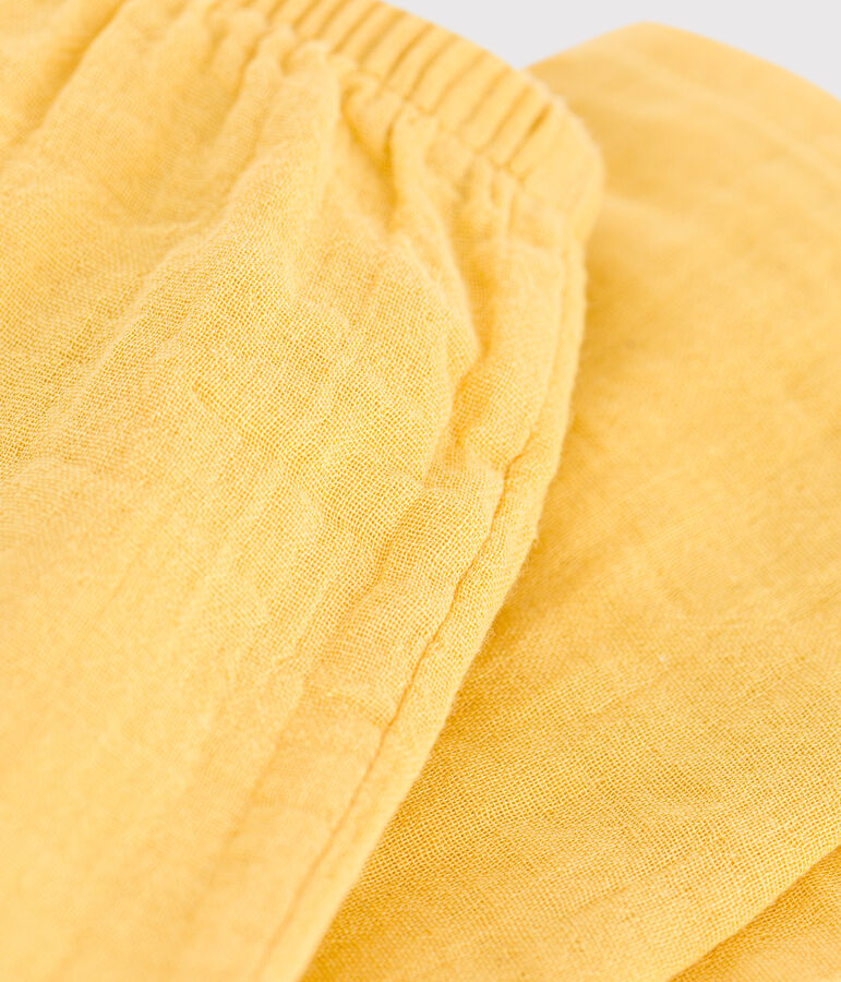 Pantalon b&eacute;b&eacute; en gaze de coton uni jaune ORGE
