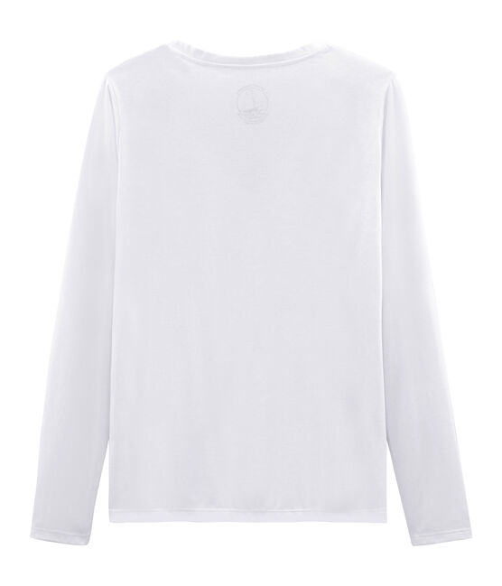 T-shirt met lange mouwen van katoen sea island vrouwen wit ECUME