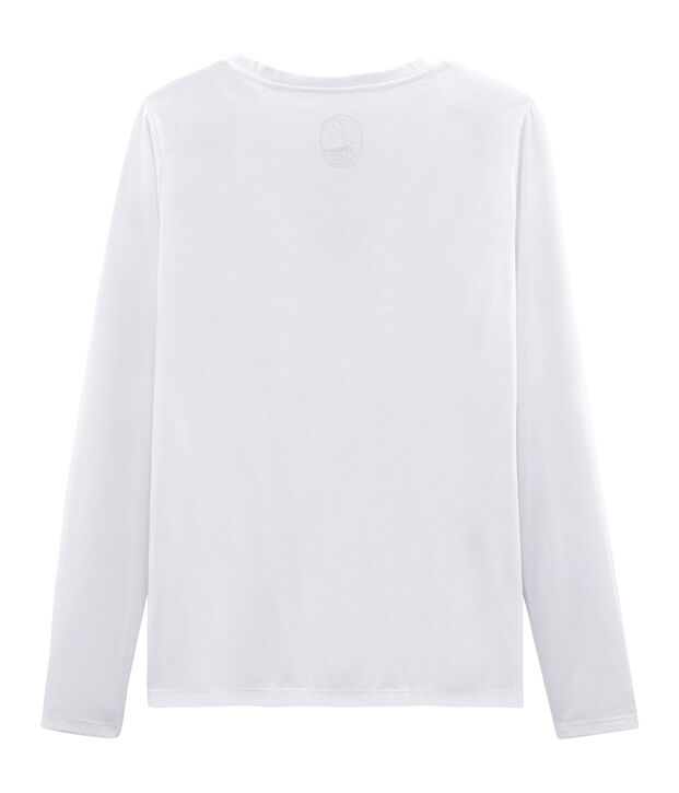 T-shirt met lange mouwen van katoen sea island vrouwen wit