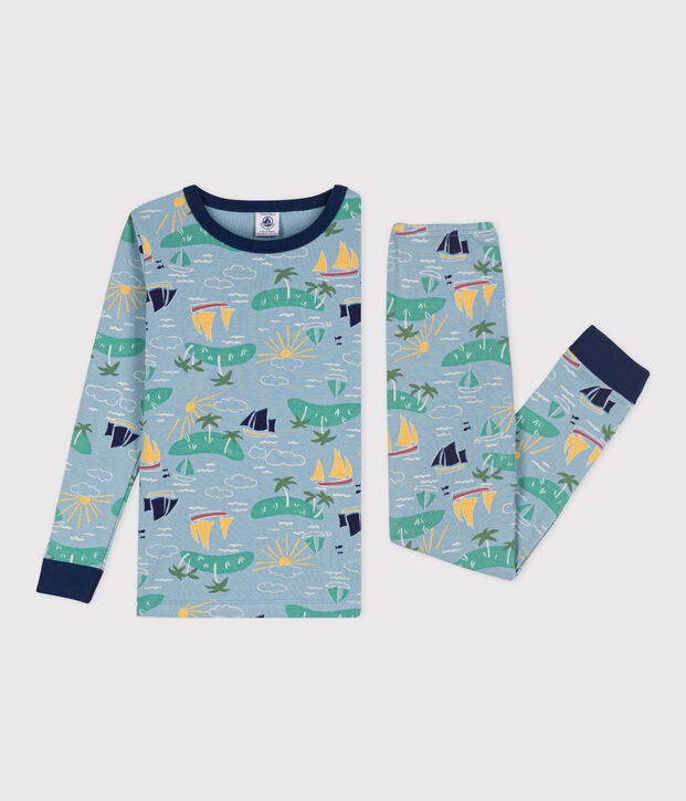 Pyjama ajust&eacute; explorateur en coton enfant bleu/multicouleur
